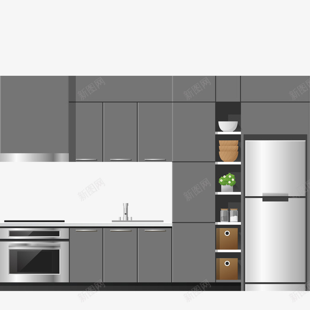 家居智能厨房矢量图ai免抠素材_新图网 https://ixintu.com 厨房 厨房台面 室内设计 家具设计 整洁的厨房 智能厨房 矢量图 装修模板