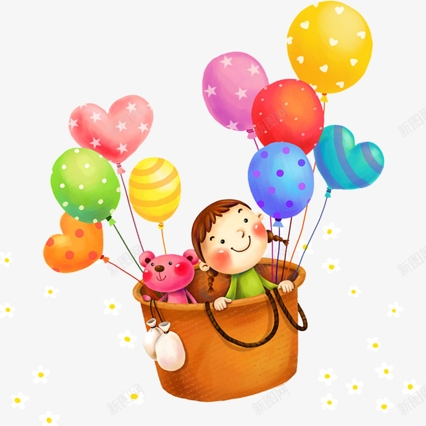 卡通儿童玩气球png免抠素材_新图网 https://ixintu.com 儿童 卡通 气球 装饰