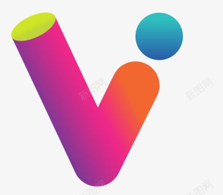 LOGO字母彩色立体V型图标图标