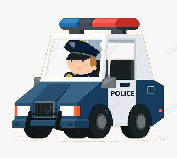 扁平化卡通警车psd免抠素材_新图网 https://ixintu.com 可爱 警察 警报灯 警车