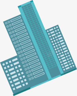 水彩楼房蓝色的大楼矢量图高清图片