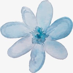 家纺装饰淡蓝色水墨手绘花卉图案高清图片