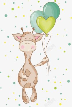 长颈鹿气球卡通手绘素材