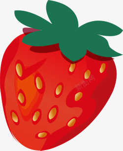 绿色种子红色草莓卡通插画矢量图高清图片