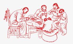 包饺子过新年家庭高清图片