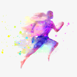 松树人物底纹紫色梦幻装饰跑步人物剪影图高清图片