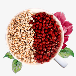 红豆薏米混合粉卡通手绘红豆薏米高清图片