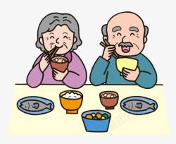 文明餐桌小报吃饭的爷爷奶奶高清图片