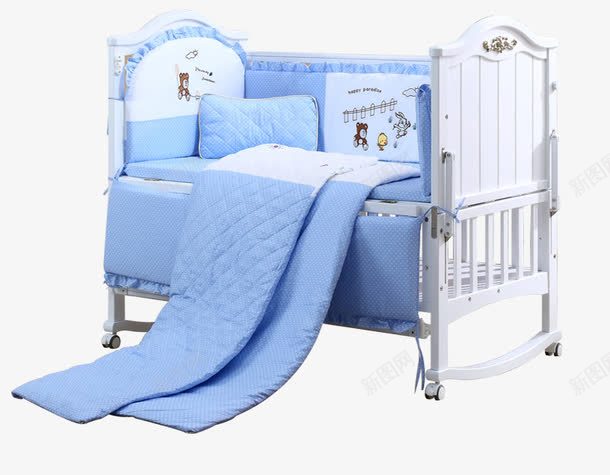 白色欧式婴儿床png免抠素材_新图网 https://ixintu.com 儿童家具 儿童床 单人床 婴儿床 家具 床 童床