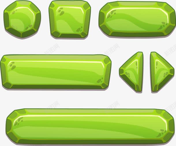 卡通手机游戏按钮png免抠素材_新图网 https://ixintu.com 卡通元素 按钮 游戏元素 矢量元素 绿宝石