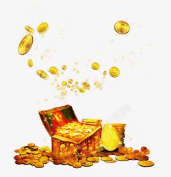 财富宝箱设计矢量素材金闪的金币宝箱高清图片