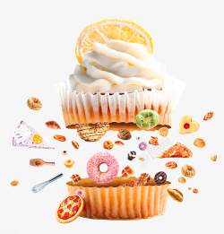 创意薯条蛋糕甜甜圈高清图片