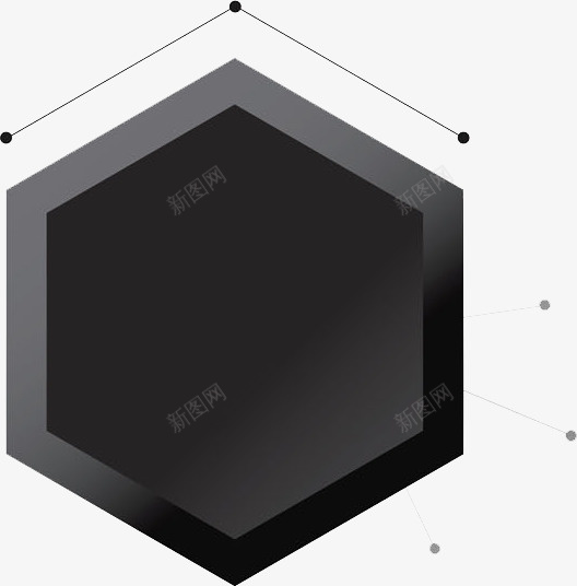 炫酷的黑色的六边形png免抠素材_新图网 https://ixintu.com 光亮 六边形 几何 形状 环状 直线 线段 角度 黑色