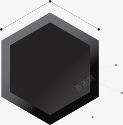 直线六边形炫酷的黑色的六边形高清图片