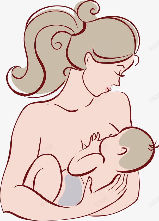母乳喂养儿童手绘母爱png免抠素材_新图网 https://ixintu.com 伟大的母爱 儿童 喂养 母乳 母爱