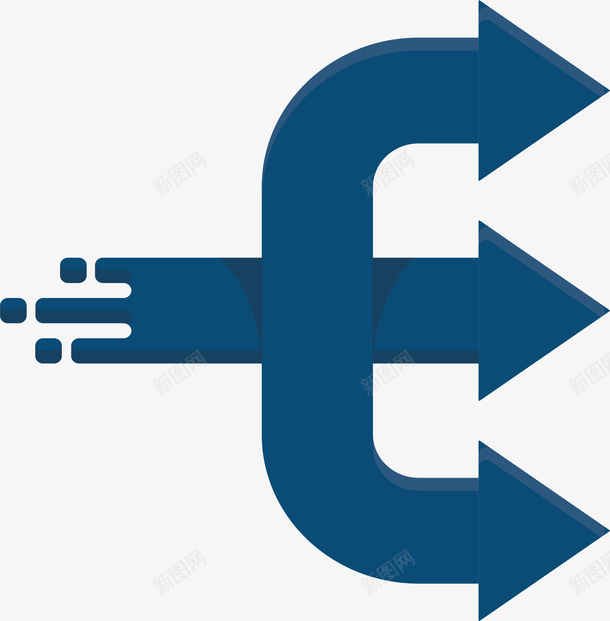 深蓝色向右三叉箭头矢量图ai免抠素材_新图网 https://ixintu.com 三叉箭头 分叉箭头 分叉路口 向右箭头 矢量png 矢量图 箭头 蓝色箭头