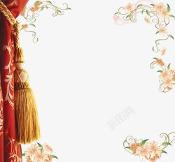 绳子花朵欧式古典窗帘高清图片