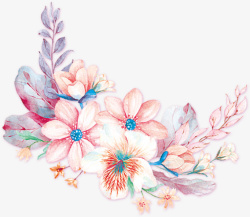自然花丛粉色美丽水彩花朵高清图片
