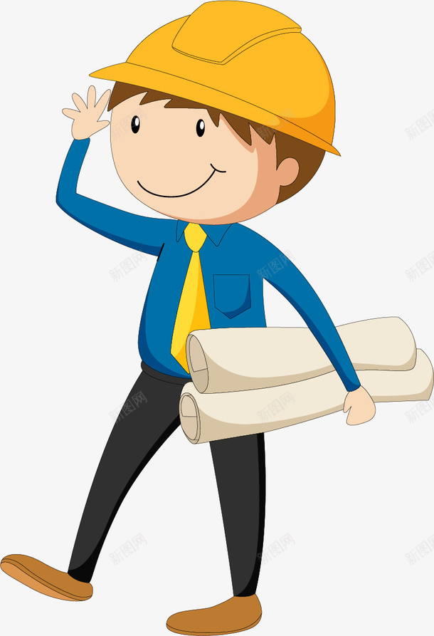 抱着图纸的工程师png免抠素材_新图网 https://ixintu.com 勘测员 卡通人物 土木工程 安全帽 工程设计师 测量员 测量工程师 维修工程师