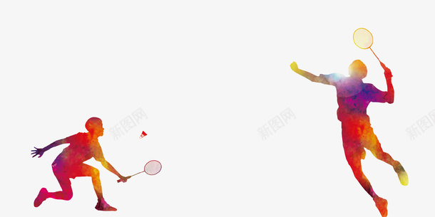 彩色创意网球人物剪影psd免抠素材_新图网 https://ixintu.com 人物 体育 创意设计 彩色 比赛 网球 运动