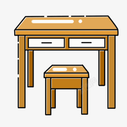 木质椅子桌子手绘卡通课桌椅子高清图片