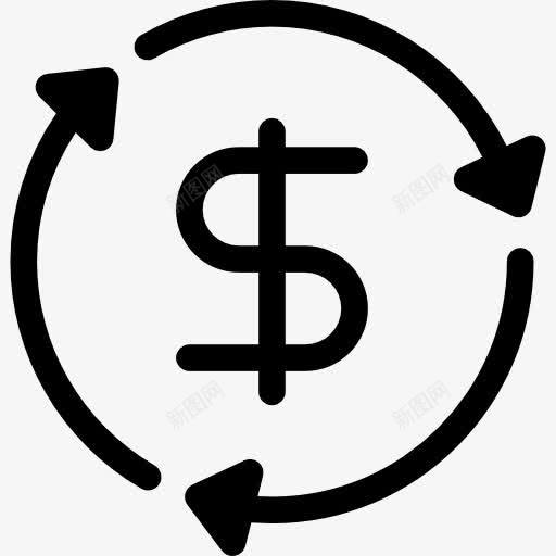 货币流通图标png_新图网 https://ixintu.com 业务 圆形箭头 美元 美元符号 财政 金融