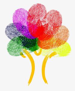 抽象手彩色指纹树高清图片
