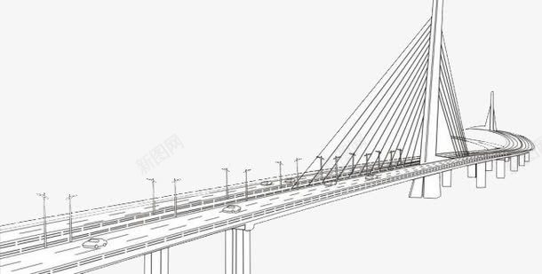 深圳湾口岸大桥png免抠素材_新图网 https://ixintu.com 大桥 深圳 深圳建筑 湾口岸 线描