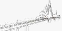 韩国建筑线描深圳湾口岸大桥高清图片