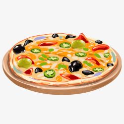 扁平化披萨手绘披萨食物高清图片