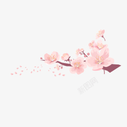 春天盛开花枝卡通粉色盛开腊梅矢量图高清图片