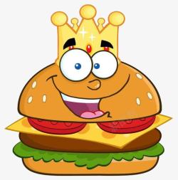 卡通鲜虾带着皇冠的汉堡高清图片