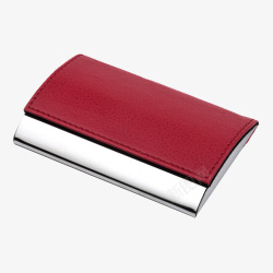 红色皮革金属商务名片夹名片盒便素材