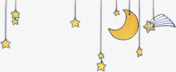 黄色卡通月亮星星挂饰素材