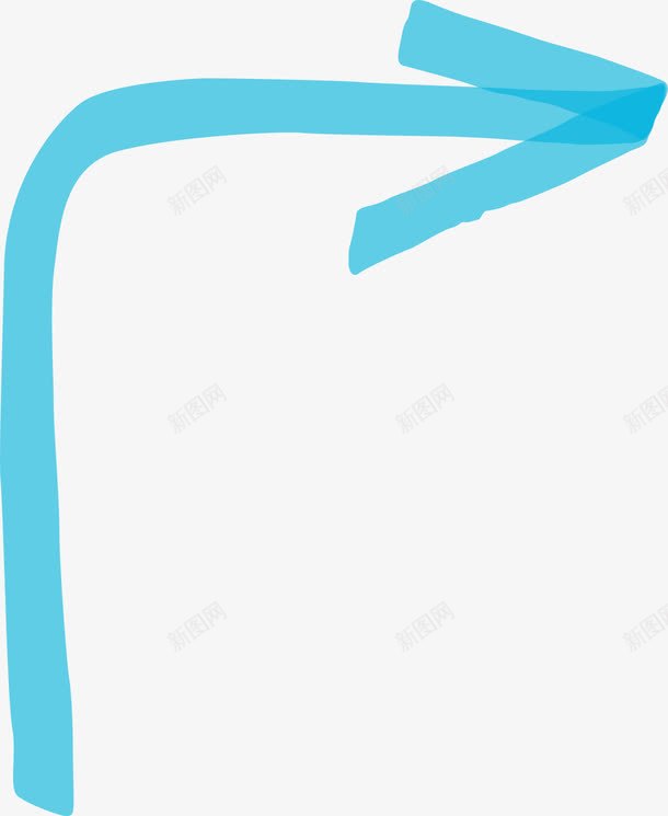 弯曲蓝色箭头图标png_新图网 https://ixintu.com 弯曲箭头 手绘箭头 折线 水彩 蓝色箭头 蓝色线条