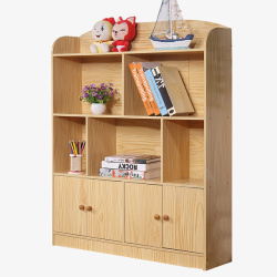 简易儿童储物柜子学生实木格子书柜高清图片