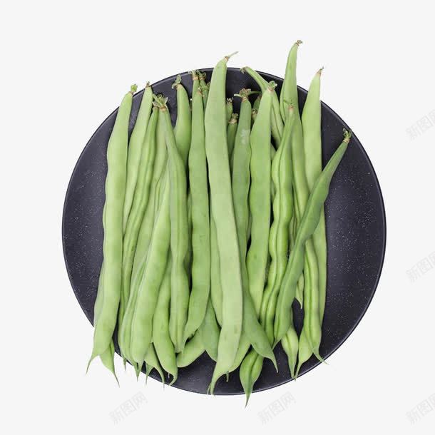 一盘四季豆png免抠素材_新图网 https://ixintu.com 卡通 四季豆 圆盘 手绘 简图 绿色的 蔬菜 黑色的