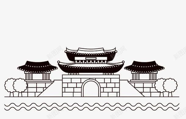 手绘黑色线条古建筑png免抠素材_新图网 https://ixintu.com 古代建筑 古建筑手绘图 古风 建筑 手绘 手绘古建 波纹线 线条 黑色