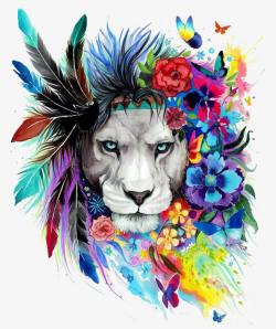 多彩水彩素材狮子王高清图片