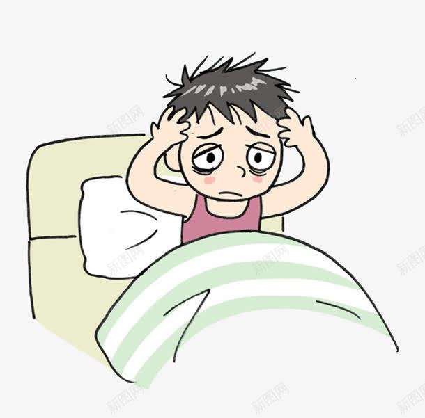 卡通睡眠不足的人png免抠素材_新图网 https://ixintu.com 人物漫画 卡通人物 失眠 床 枕头