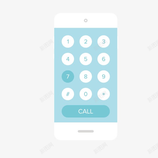 蓝色手机按钮图标png_新图网 https://ixintu.com 圆形 圆角 扁平化 手机 按钮 数字 蓝色