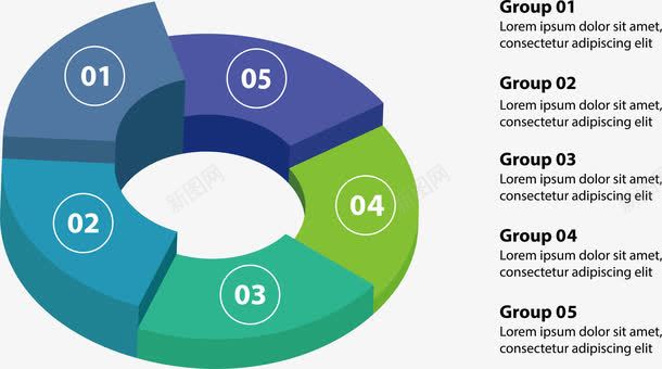 数字序列环形图png免抠素材_新图网 https://ixintu.com 五个步骤 圆柱体 步骤 环形图 矢量png 立体几何