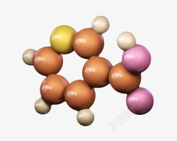 立体粒子红色维生素B3分子形状高清图片
