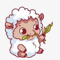 可爱的小羊手绘卡通小羊吃草高清图片
