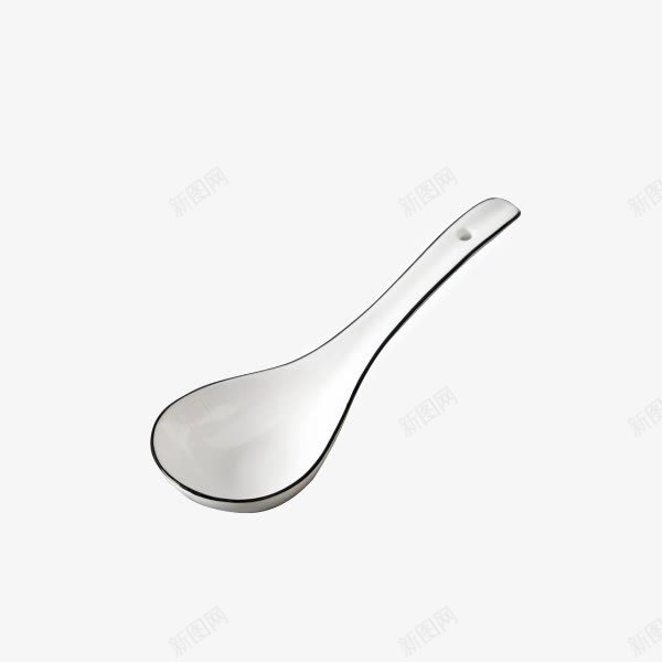 长柄勺子陶瓷勺创意纯白色png免抠素材_新图网 https://ixintu.com 产品实物 大汤勺 白色勺子 骨瓷餐具