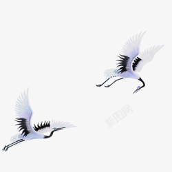 24节气白露白色创意仙鹤起飞元素高清图片