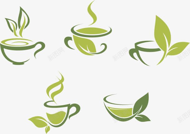 绿色卡通茶杯png免抠素材_新图网 https://ixintu.com 卡通 绿色 茶杯