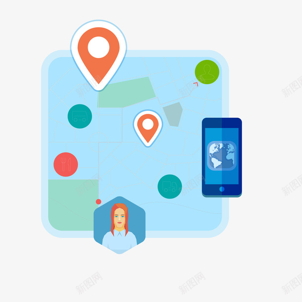 卡通手机定位服务功能png免抠素材_新图网 https://ixintu.com 卡通 地址 定位 导航 手机 智能手机