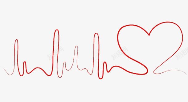 红色爱心锁线性心电图图标图标