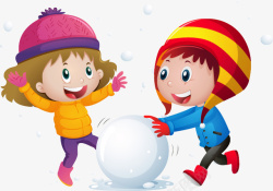 滚球滚雪球小孩冬天雪高清图片